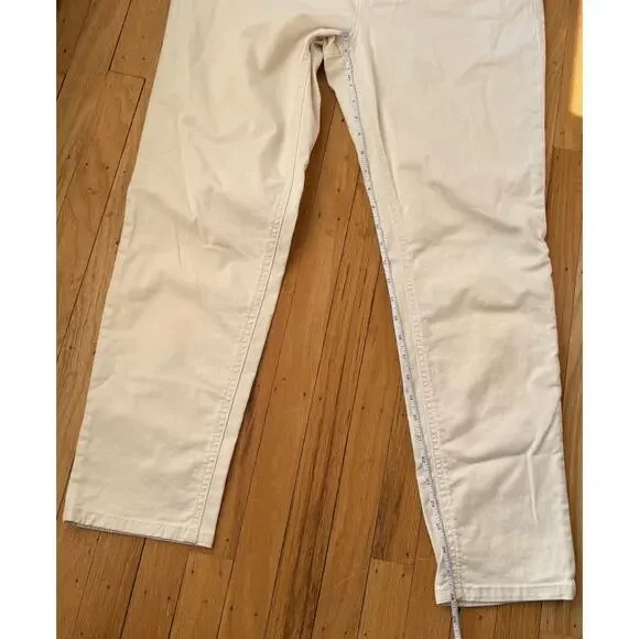 Boden Girlfriend Cream Denim Straight Leg Jeans Size 12 Regular Classic Preppy - Picture 6 of 10